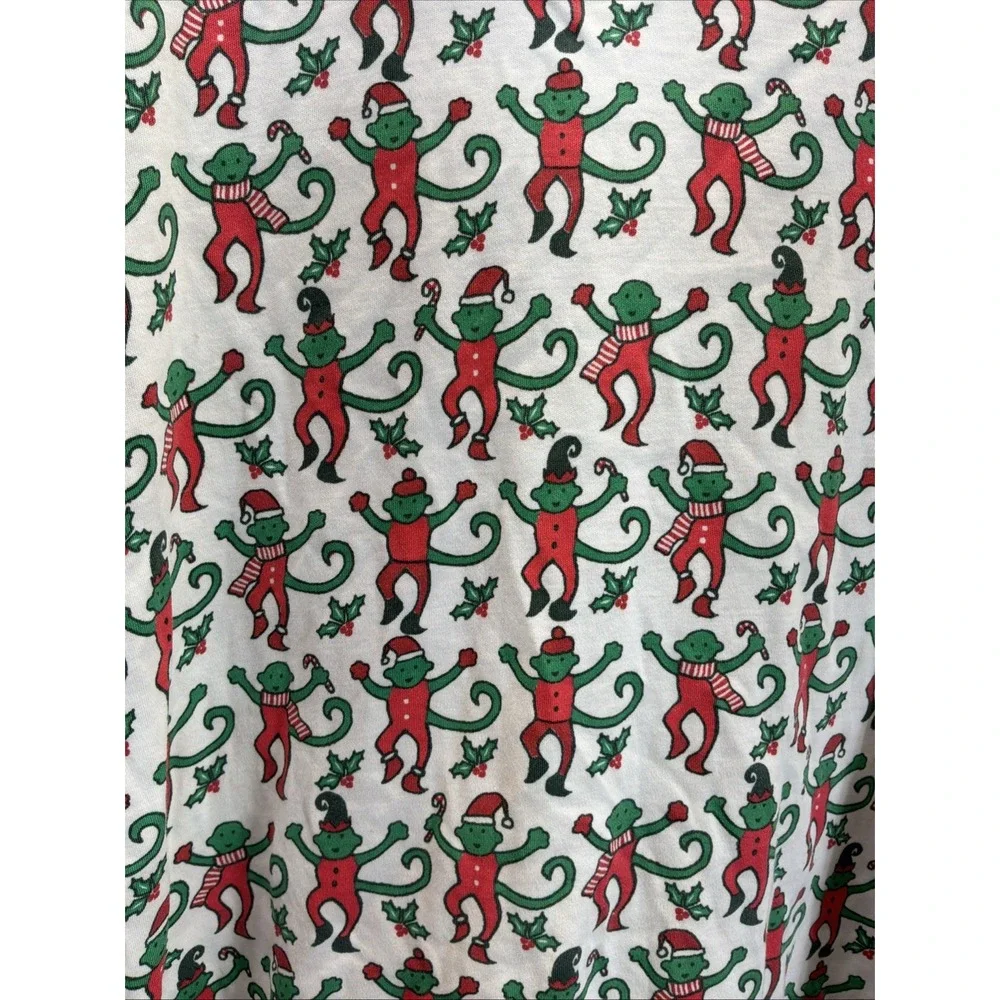 ROLLER RABBIT Kids Merry Monkey Christmas Pajama Top 100% Pima Cotton Sz 6yrs